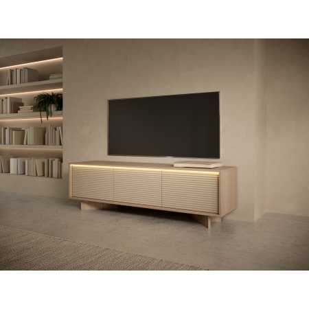Ryflowana szafka RTV 150 cm  stolik pod telewizor + LED SIMO